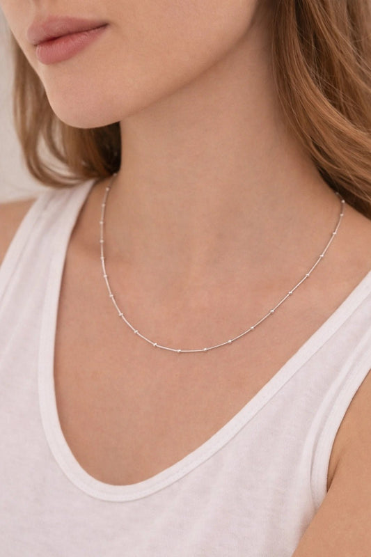 Collar Cadena y cuencas Plata - ZAFFI joyas