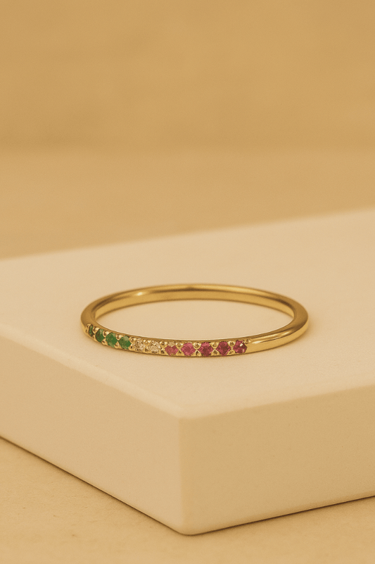 Anillo Aura Brillantes color oro - ZAFFI JOYAS