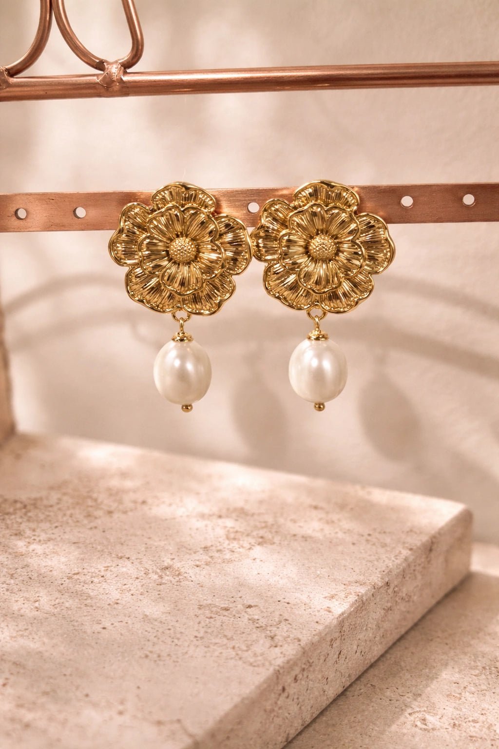 Aros Gardenia Oro - ZAFFI joyas