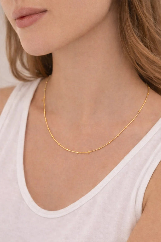 Collar Cadena y cuencas Oro - ZAFFI joyas