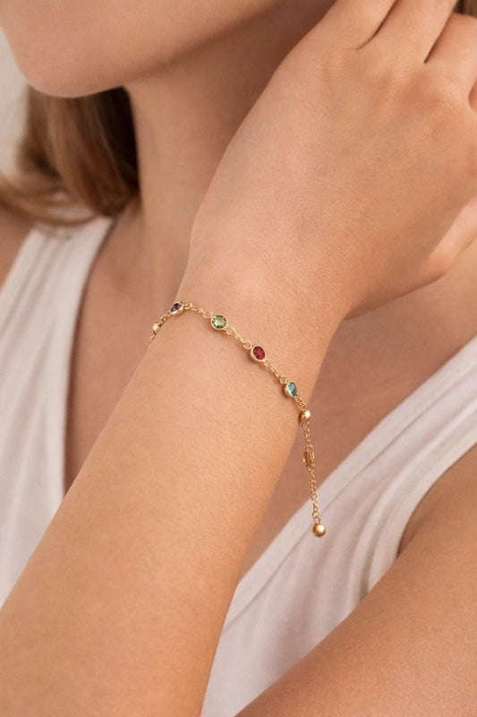 Pulsera Oro Cristales colores - ZAFFI joyas